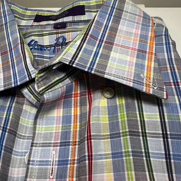 Alan Flusser Button Down Collar Pocket Double Button Sleeves Multicolored - Picture 5 of 7
